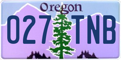 OR license plate 027TNB