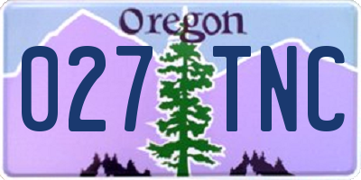 OR license plate 027TNC