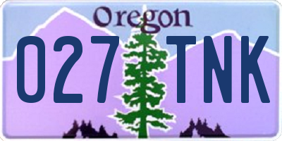 OR license plate 027TNK