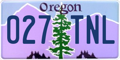 OR license plate 027TNL