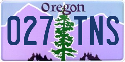 OR license plate 027TNS