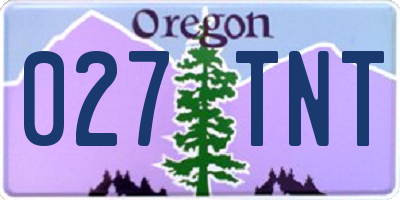OR license plate 027TNT