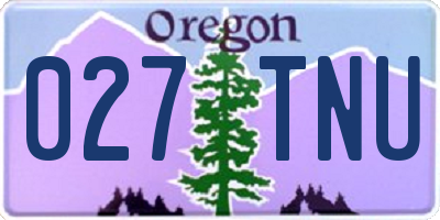 OR license plate 027TNU