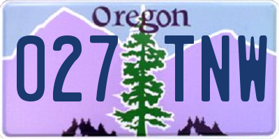 OR license plate 027TNW