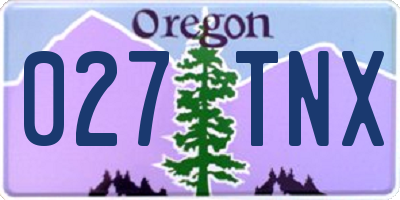 OR license plate 027TNX