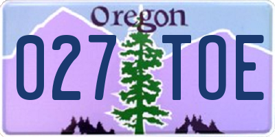 OR license plate 027TOE