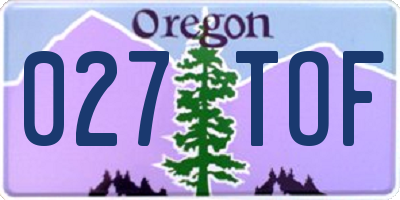 OR license plate 027TOF
