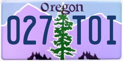 OR license plate 027TOI
