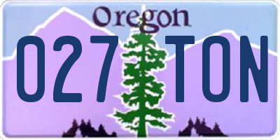 OR license plate 027TON
