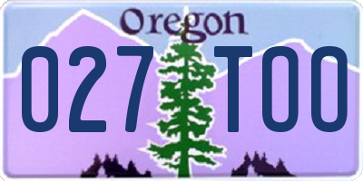 OR license plate 027TOO
