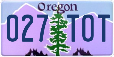 OR license plate 027TOT