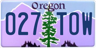 OR license plate 027TOW
