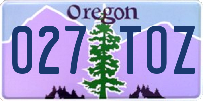 OR license plate 027TOZ