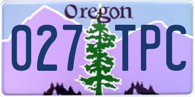 OR license plate 027TPC