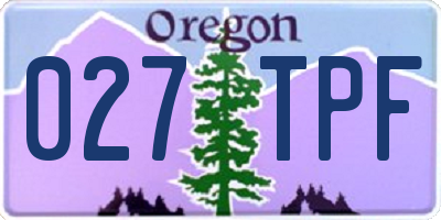 OR license plate 027TPF