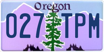 OR license plate 027TPM