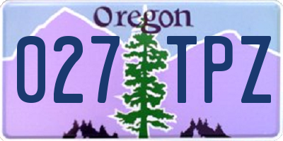 OR license plate 027TPZ