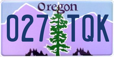 OR license plate 027TQK