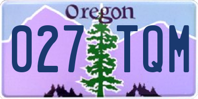 OR license plate 027TQM