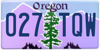 OR license plate 027TQW