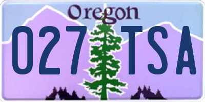 OR license plate 027TSA