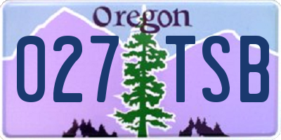 OR license plate 027TSB