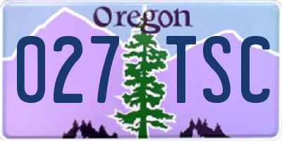 OR license plate 027TSC