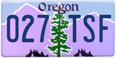 OR license plate 027TSF