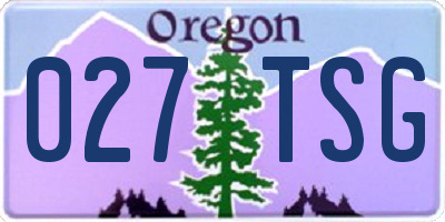 OR license plate 027TSG