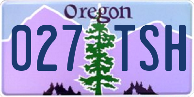 OR license plate 027TSH