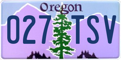 OR license plate 027TSV