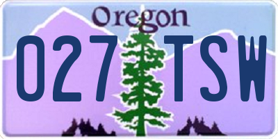 OR license plate 027TSW