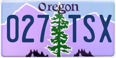 OR license plate 027TSX