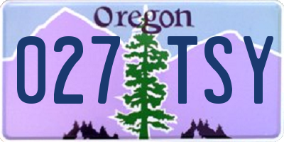 OR license plate 027TSY