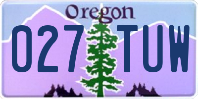 OR license plate 027TUW
