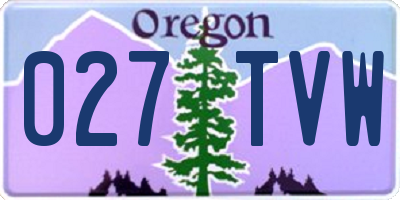 OR license plate 027TVW