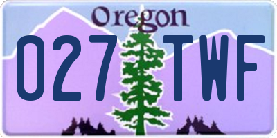 OR license plate 027TWF