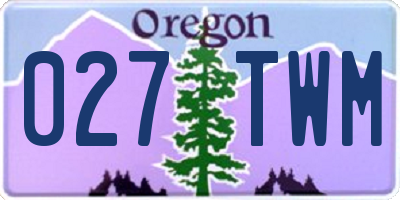 OR license plate 027TWM