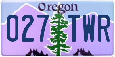 OR license plate 027TWR