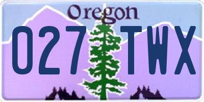 OR license plate 027TWX