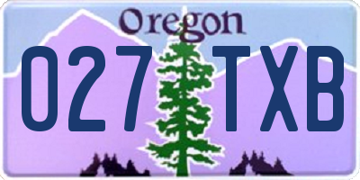OR license plate 027TXB