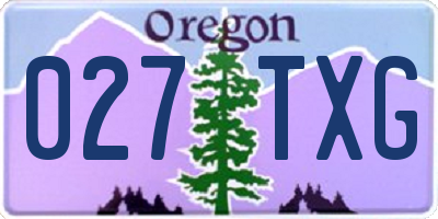 OR license plate 027TXG