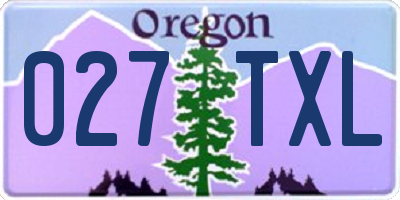 OR license plate 027TXL