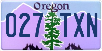 OR license plate 027TXN