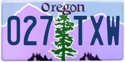 OR license plate 027TXW