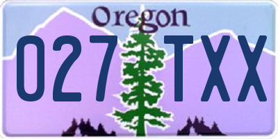OR license plate 027TXX