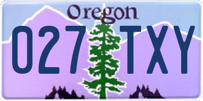 OR license plate 027TXY