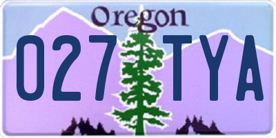 OR license plate 027TYA