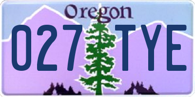OR license plate 027TYE