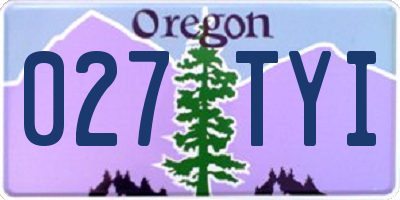 OR license plate 027TYI